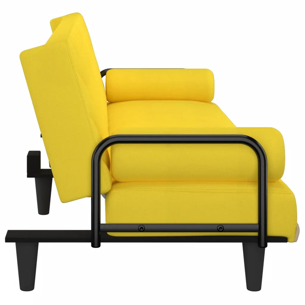 Divano Letto con Braccioli Giallo Chiaro in Tessuto 351935