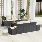 Set Divano da Giardino 6 pcs Nero e Crema polyrattan