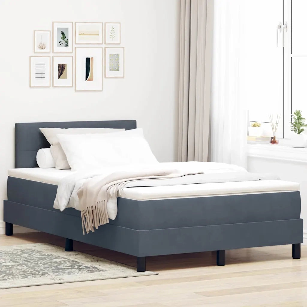 Letto a Sorgente LED con led Grigio scuro 120 x 200 cm Velluto