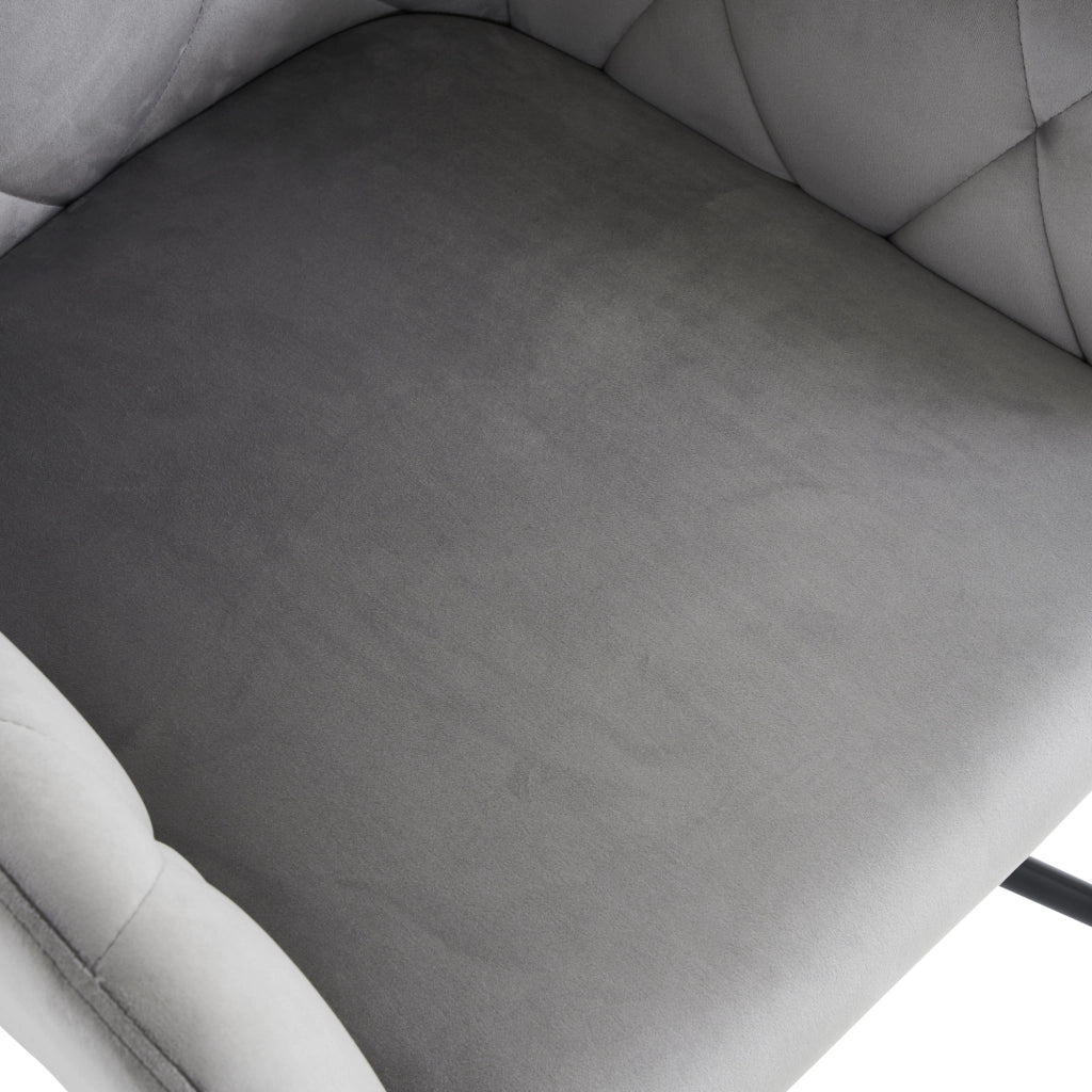 Sedia da Pranzo Set da 2 con Schienale Ergonomico e Braccioli, in Velluto Grigio Chiaro
