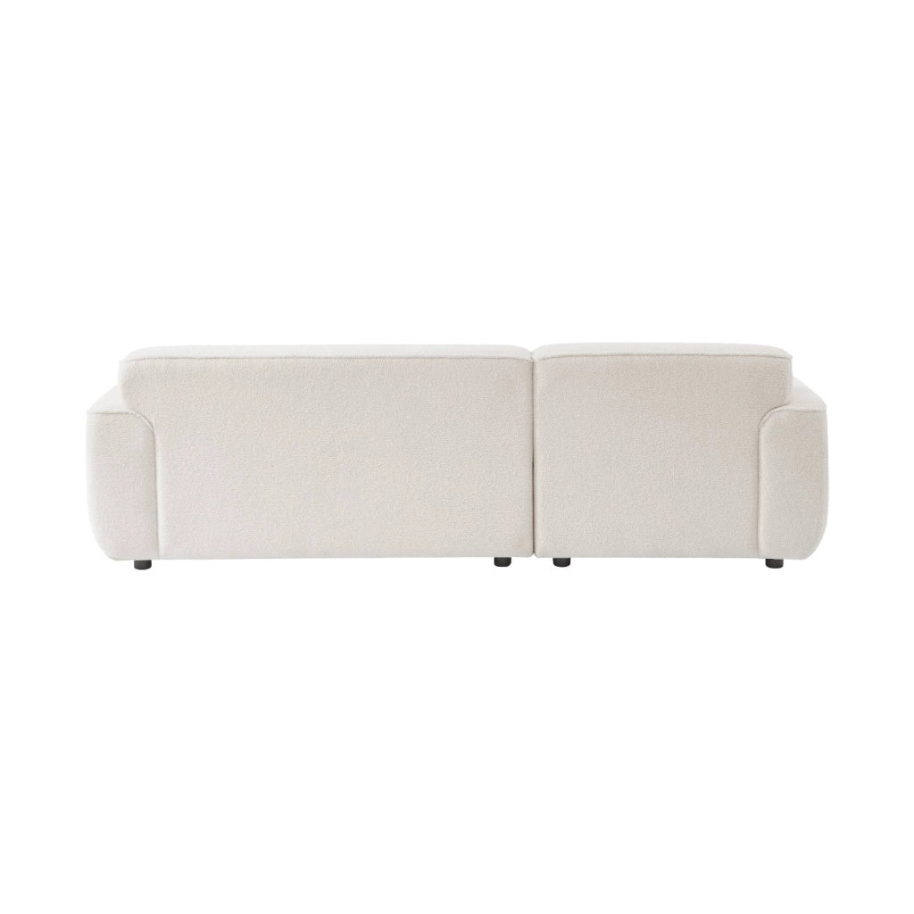 Divano angolare in tessuto bouclé, 3 posti, crema