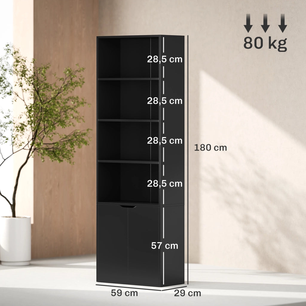 Libreria con ante e ripiani ¨C Xylo ¨C Legno nero 59x29x180 cm
