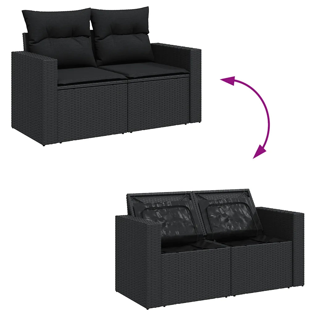 Set Divani da Giardino con Cuscini 8 pz Nero in Polyrattan 3327009