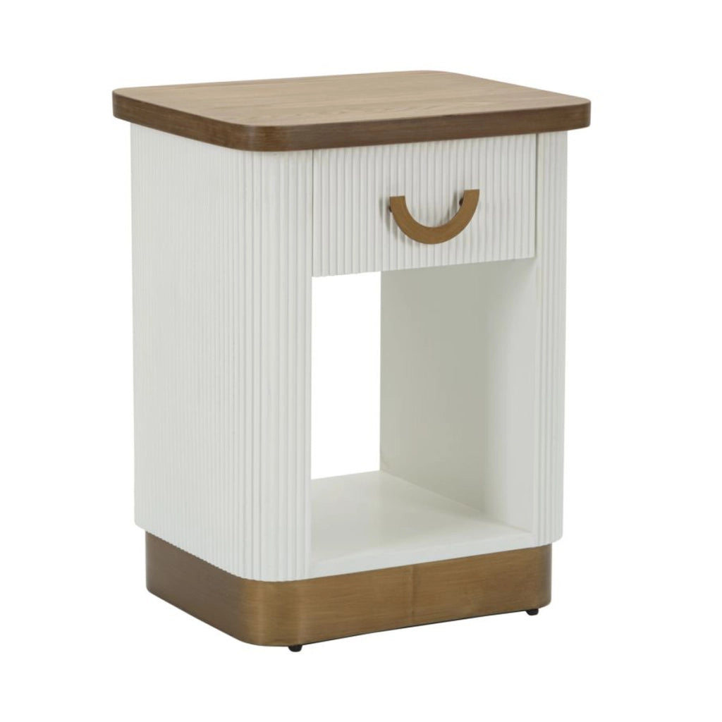Comodino VKH15, Bianco, MDF, 48x40x62 cm