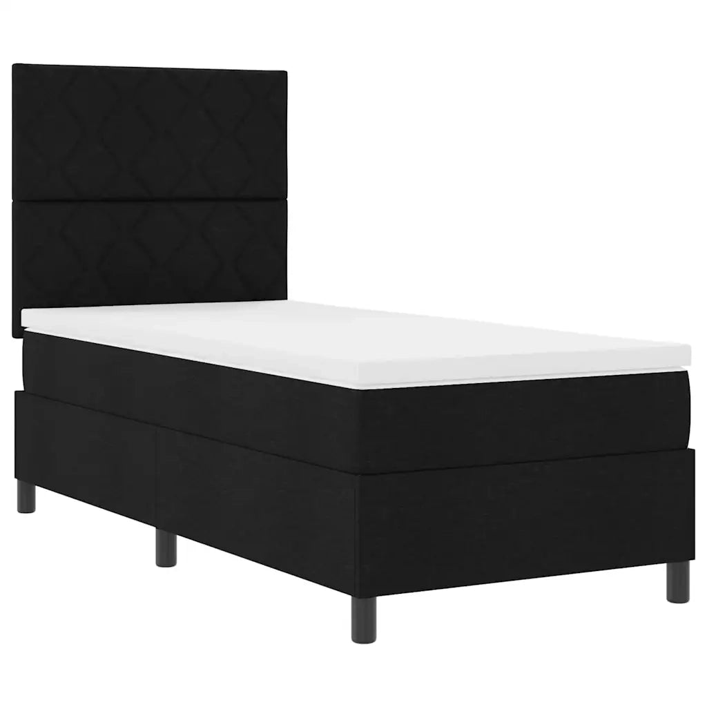 Letto a molle con materasso con led Nero 100 x 200 cm Tessuto