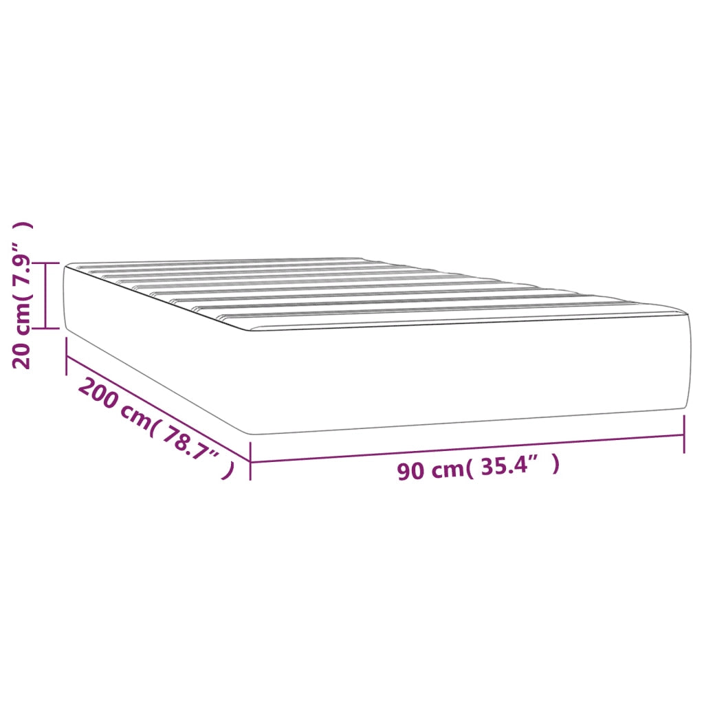 Materasso a Molle Insacchettate Rigidità Media Blu Scuro 90x200x20 cm in Velluto 347732