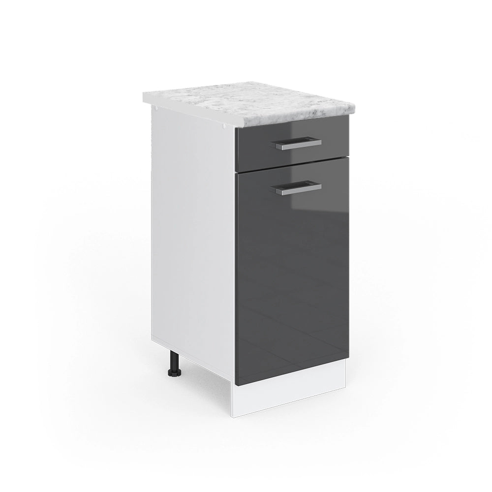 Mobiletto base per cucina R-Line Antracite lucido/Bianco 40 cm, PL Marmo Vicco