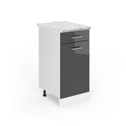 Mobiletto base per cucina R-Line Antracite lucido/Bianco 40 cm, PL Marmo Vicco