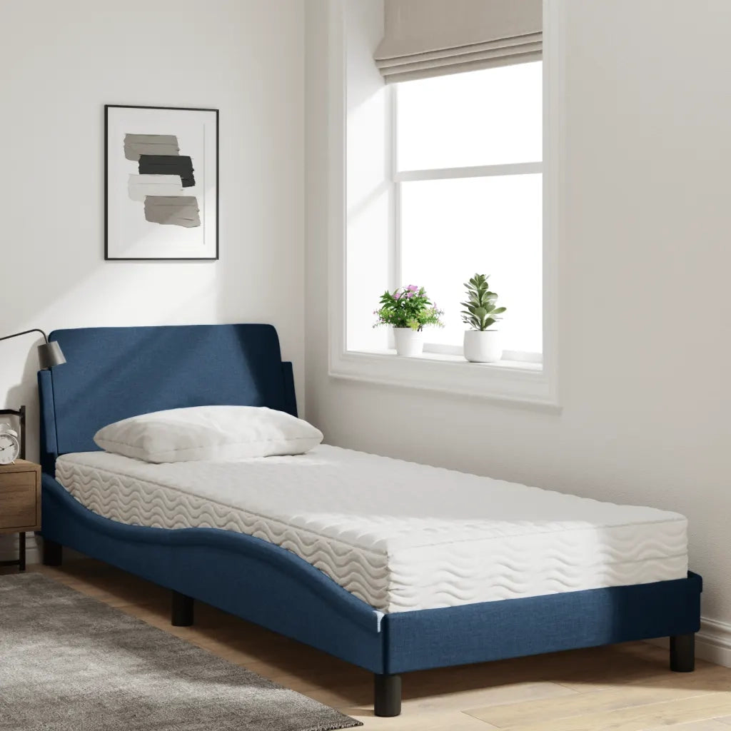 Letto con Materasso Dover Blu 90x200 cm in Tessuto