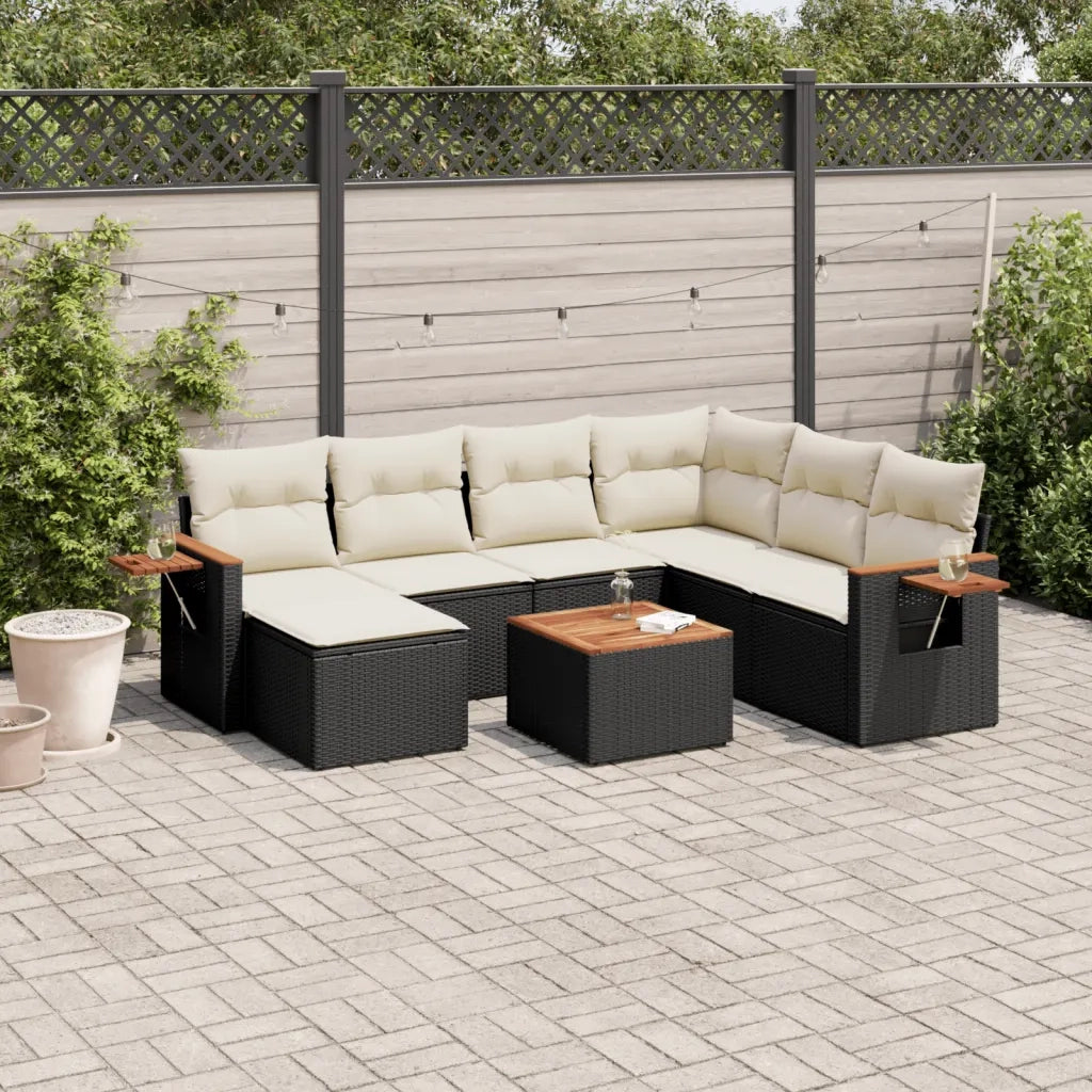 Set Divani da Giardino con Cuscini 8 pz Nero in Polyrattan 3227050