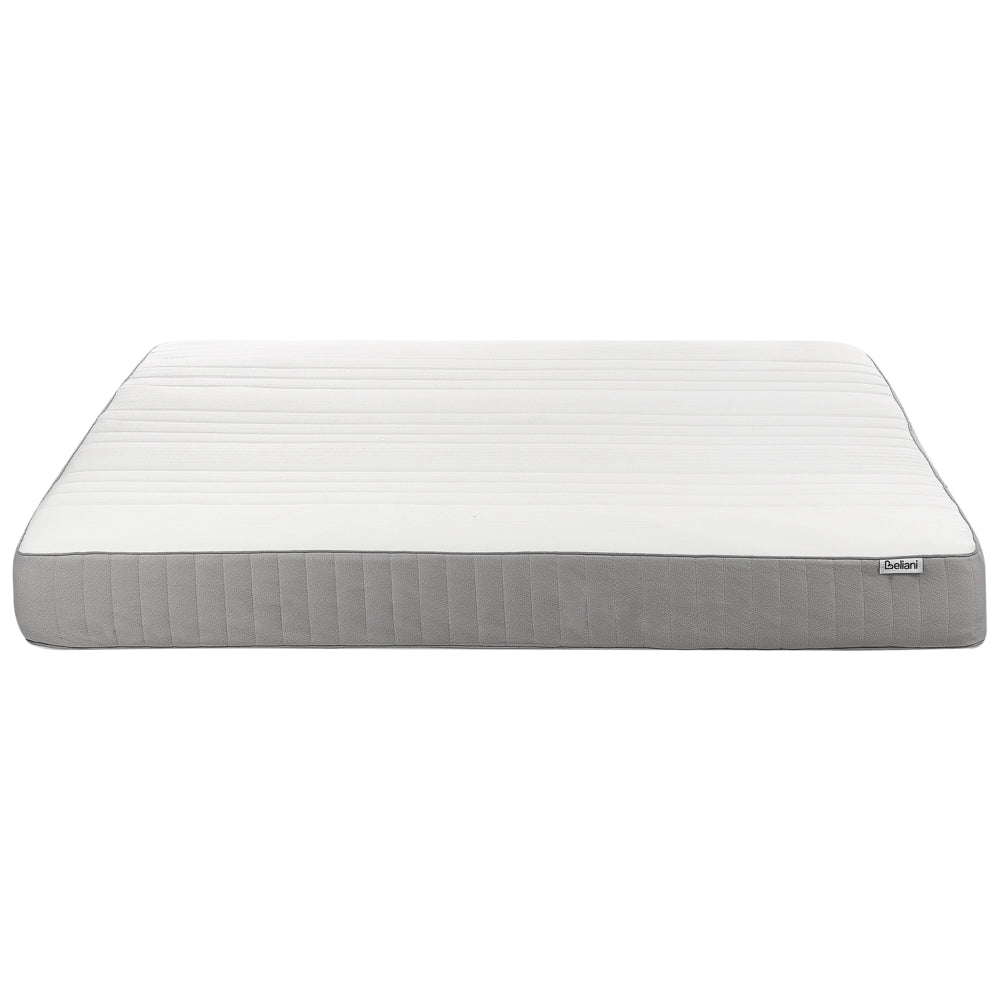 Materasso EU Duro 180 x 200 cm Bianco Grigio Schiuma Imbottitura Poliestere Sfoderabile