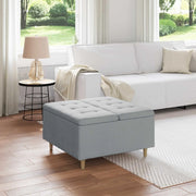 Pouf contenitore Grigio chiaro 80 x 80 x 45 cm Tessuto 876833