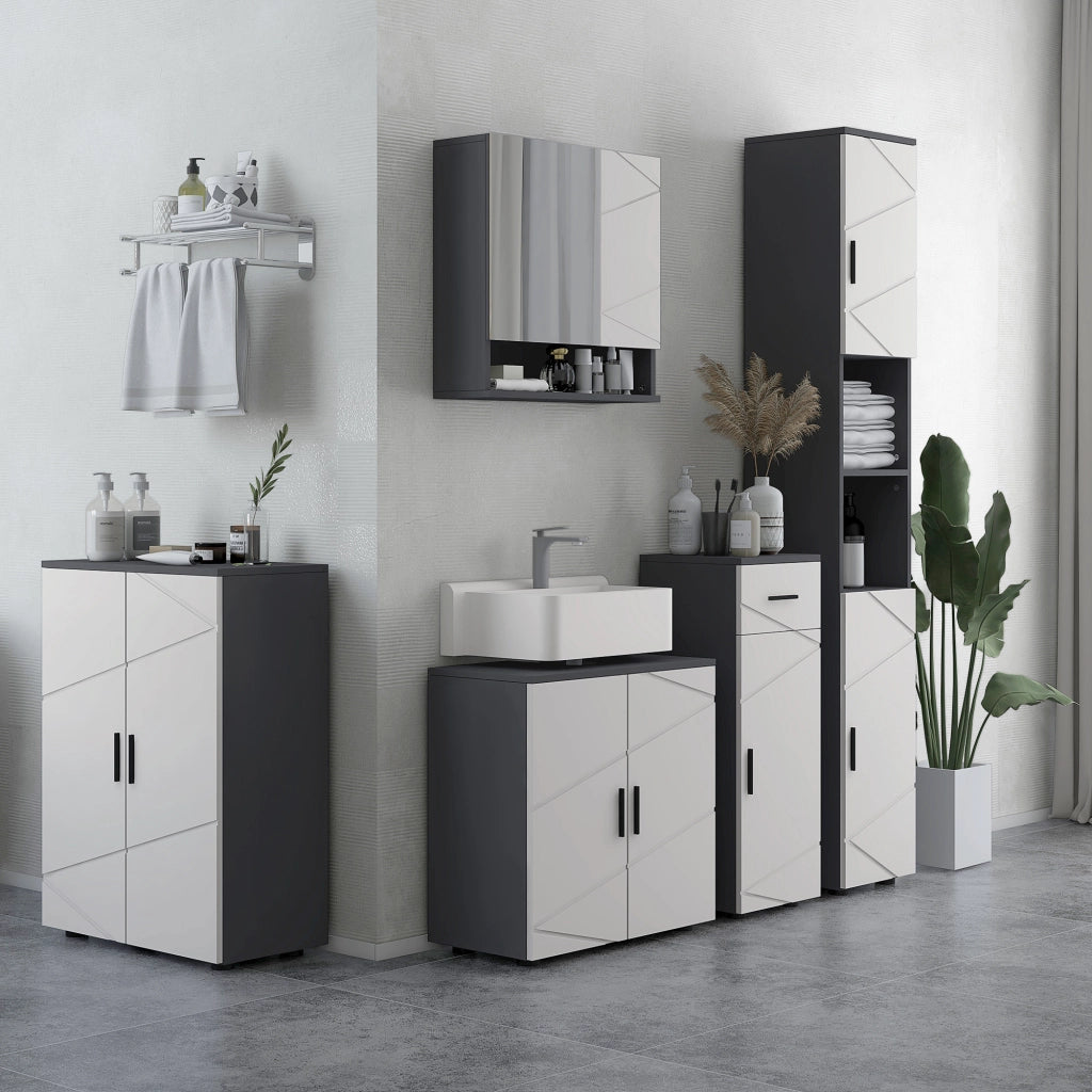 Mobile sottolavabo da bagno ¨C Xylo ¨C 2 ripiani, legno grigio chiaro