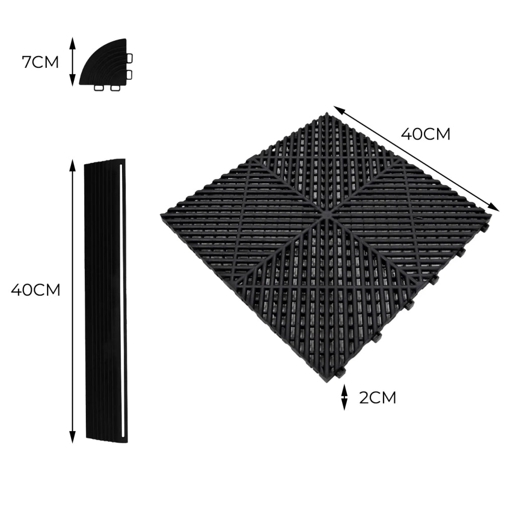 120 piastrelle modulari Nere + 14 luci LED esagonali 6500K e bordi.