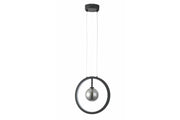 Lampada a sospensione nera Omaha Ring sfera vetro LED 12W