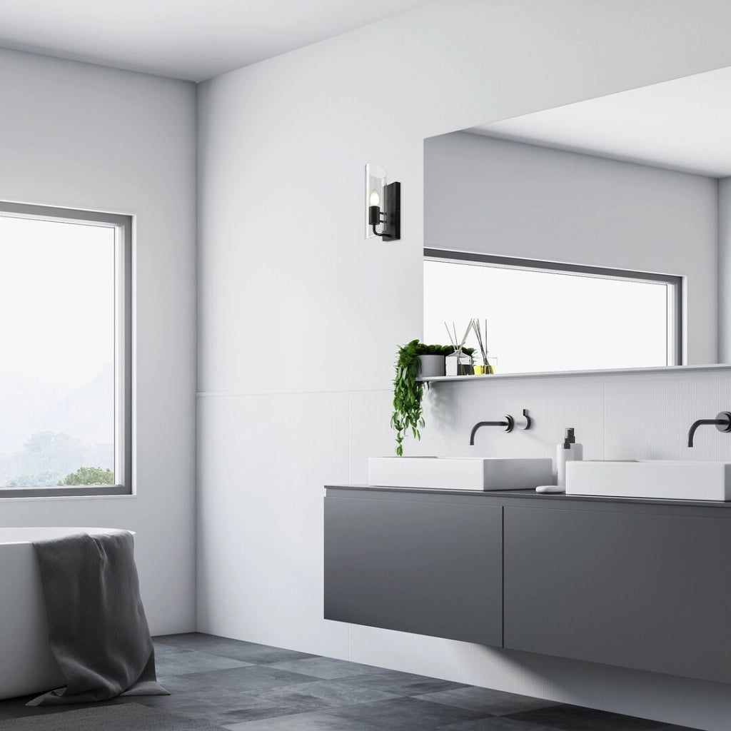 Applique bagno nera vetro E14 12W IP44 Teodoro Rabalux