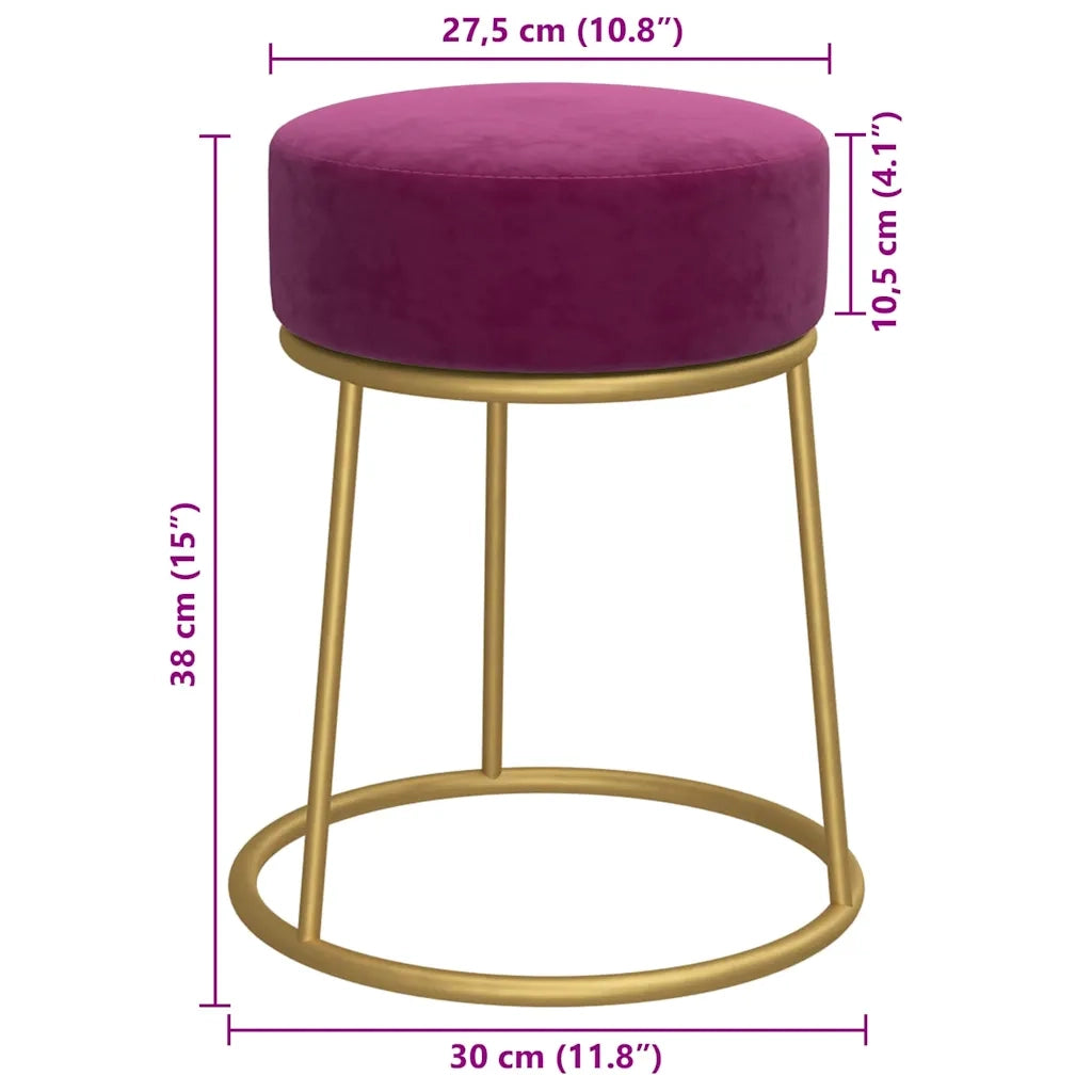 Sgabello Rotondo Viola in Velluto 340258