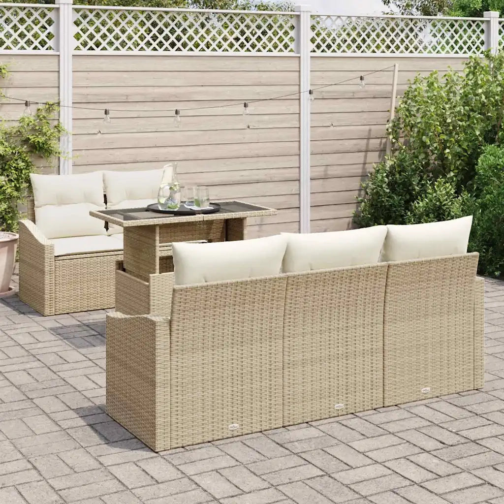 Set Divano da Giardino 6 pcs beige e panna polyrattan 3348917