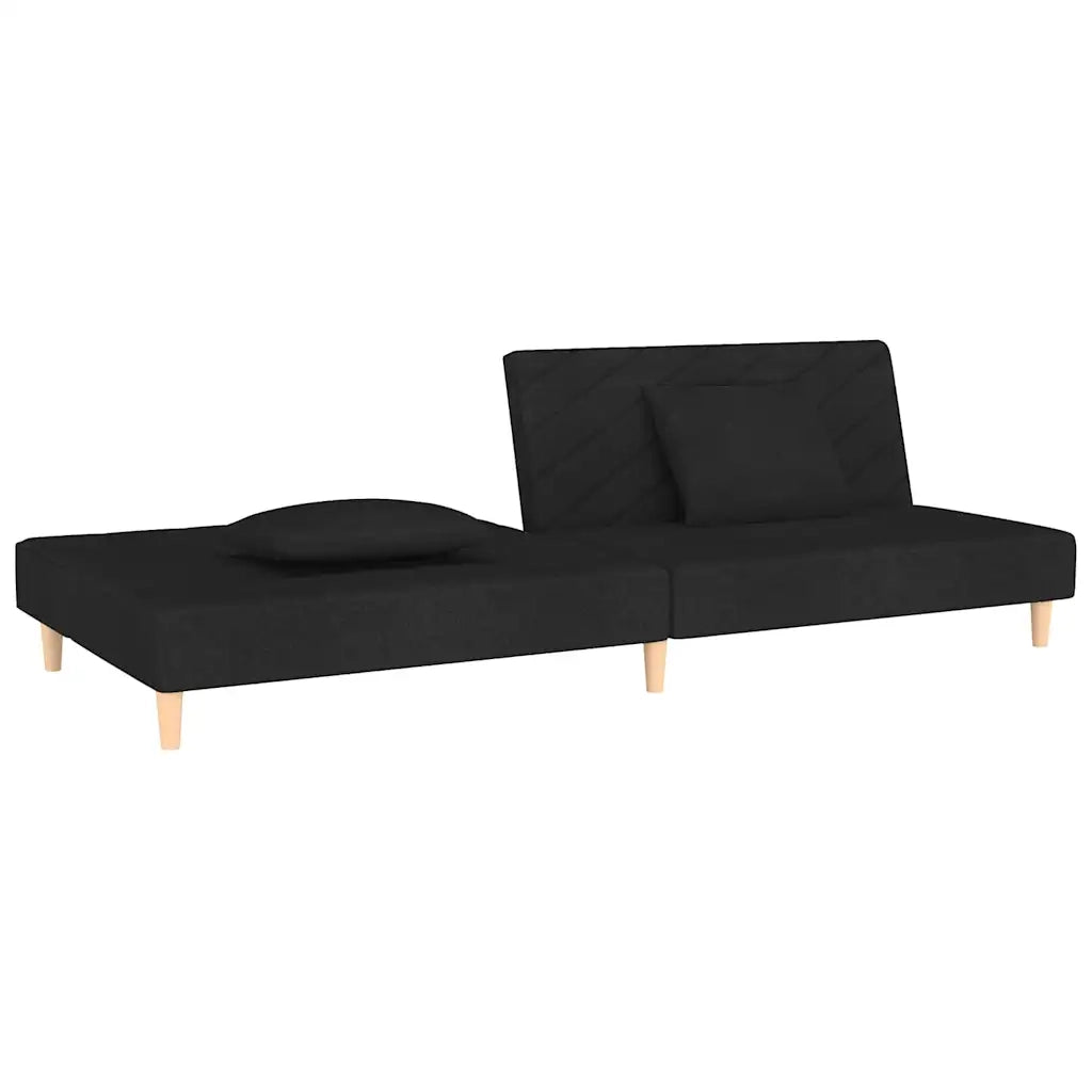 Divano Letto a 2 Posti con 2 Cuscini-Sofa Letto 2 Posti-Daybed Nero in Tessuto 608538