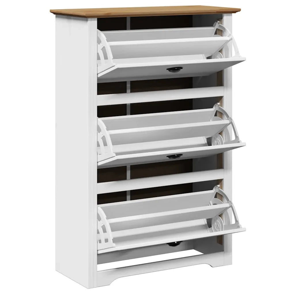 Scarpiera-Scaffale per scarpe BODO Bianca e Marrone 80x35x118 cm