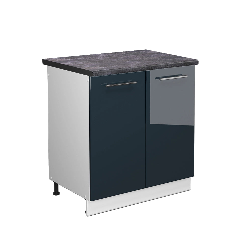 Mobile lavello cucina Fame-Line Blu scuro lucido/Bianco 80 cm, PL Antracite Vicco
