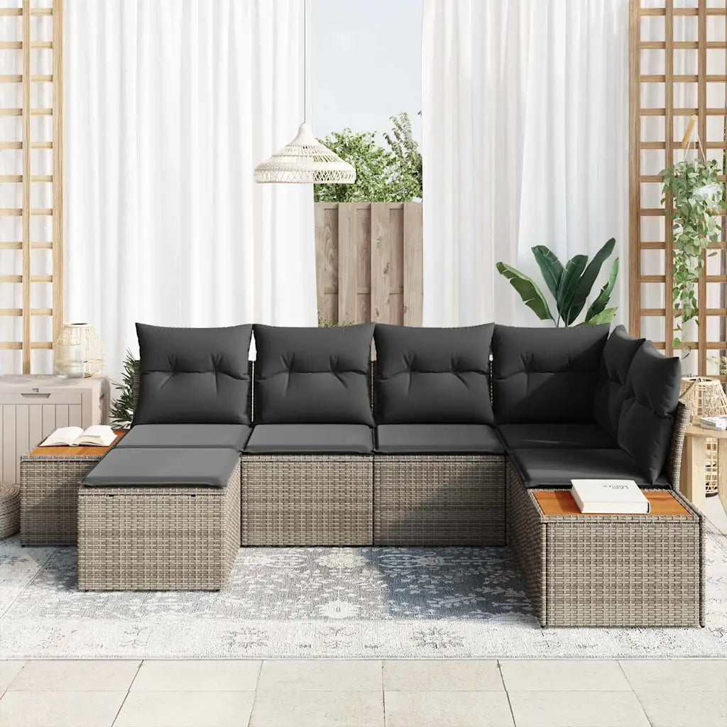 Set Divano da Giardino con cuscino 7 pcs Grigio Polyrattan
