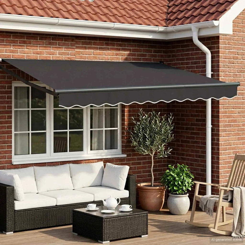 Tenda retrattile manuale con LED-Tenda parasole per balcone Antracite 3 x 2,5 m