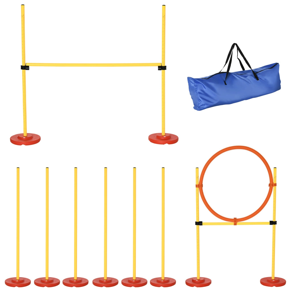 Set Agility Dog 3 Esercizi Slalom Ostacoli Anello ¨C Minimal ¨C Giallo e Rosso