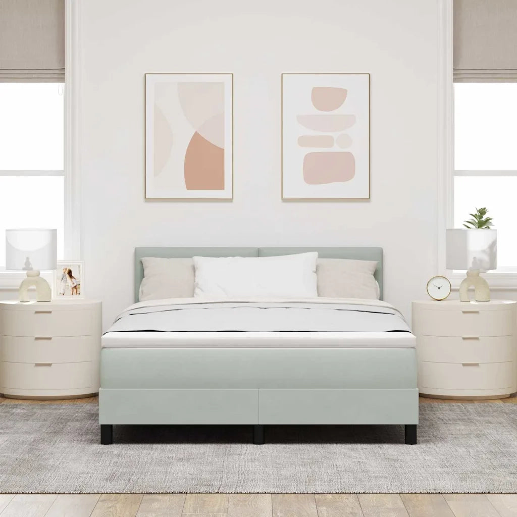 Letto a Sorgente LED con led Grigio chiaro 140 x 200 cm Velluto