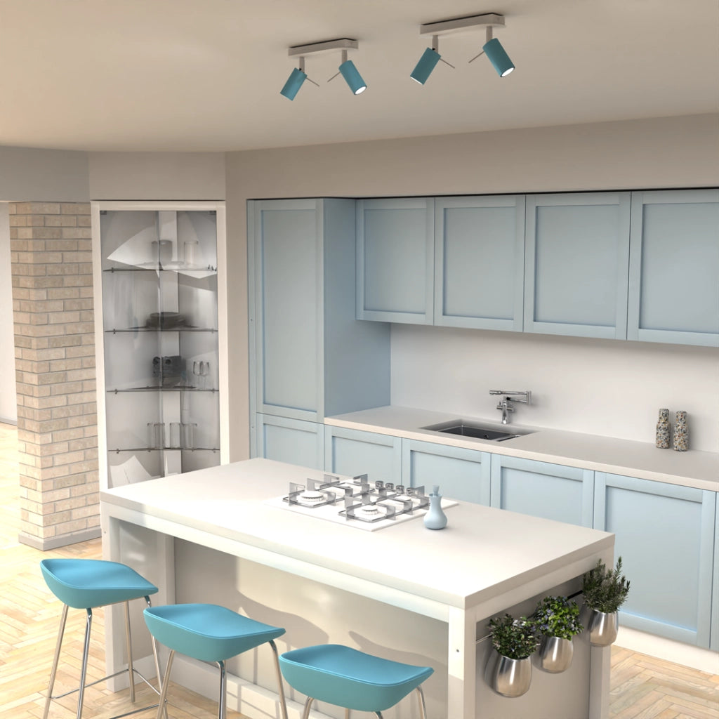 Plafoniera da soffitto Preston 2 luci GU10 blu cromo