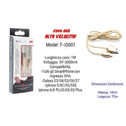 Trade Shop - Cavo Usb Ricarica Veloce Iphone Galaxy 5volt-2000ma 1,00mt 5 Pin Maxtech F-is001 -