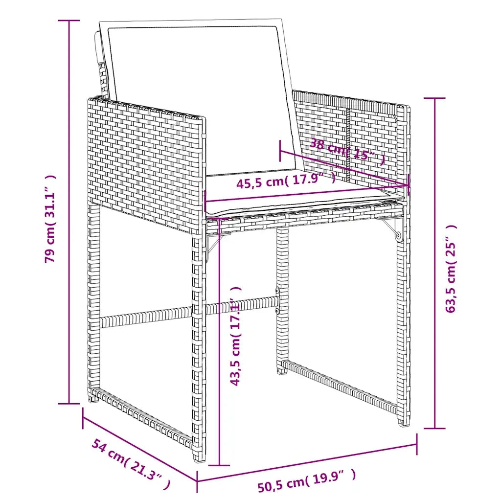 Set da Pranzo da Giardino 15 pz con Cuscini Grigio Polyrattan 3278179