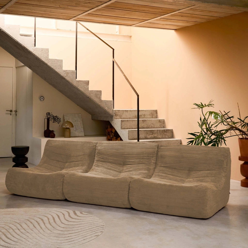 Divano modulare velluto, 3 posti, beige scuro