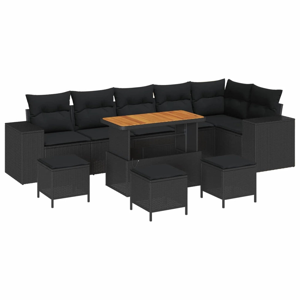 Set Divano da Giardino con cuscino 10 pcs Nero polyrattan 3362029