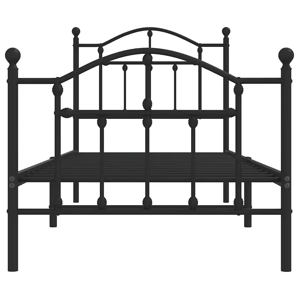 Giroletto con Testiera e Pediera Metallo Nero 90x200 cm