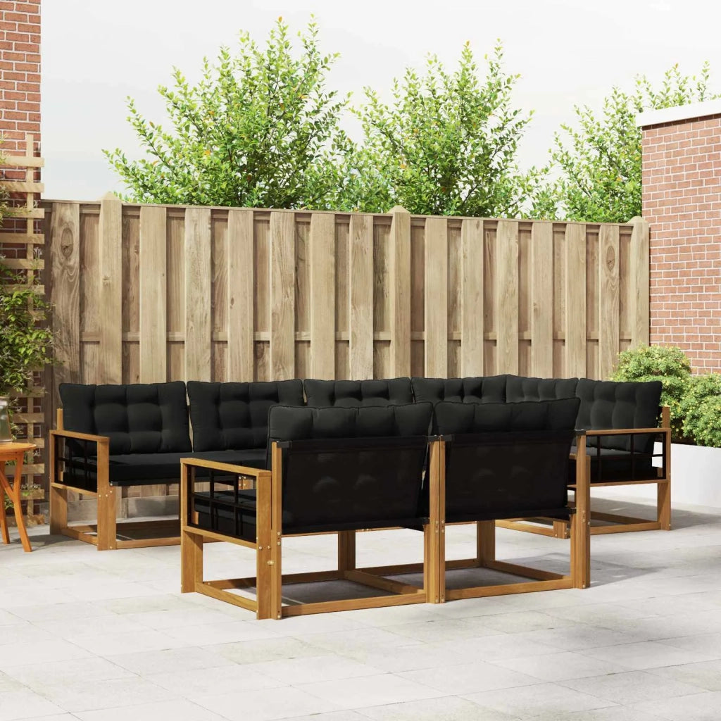 Set di divani da esterno con cuscino 7 pcs Naturale e Nero 3369559