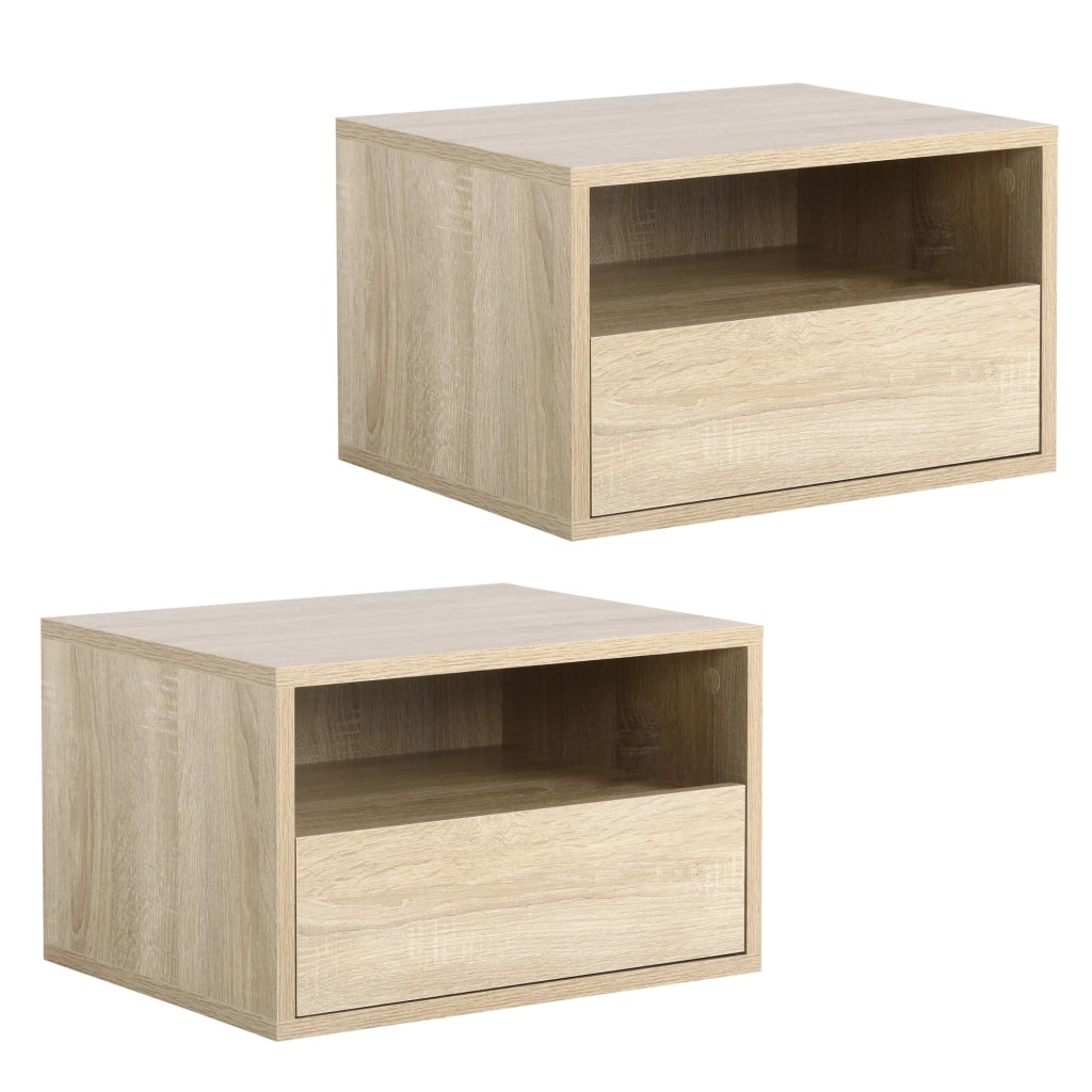 Comodino a muro ¨C Minimal ¨C Effetto quercia chiaro