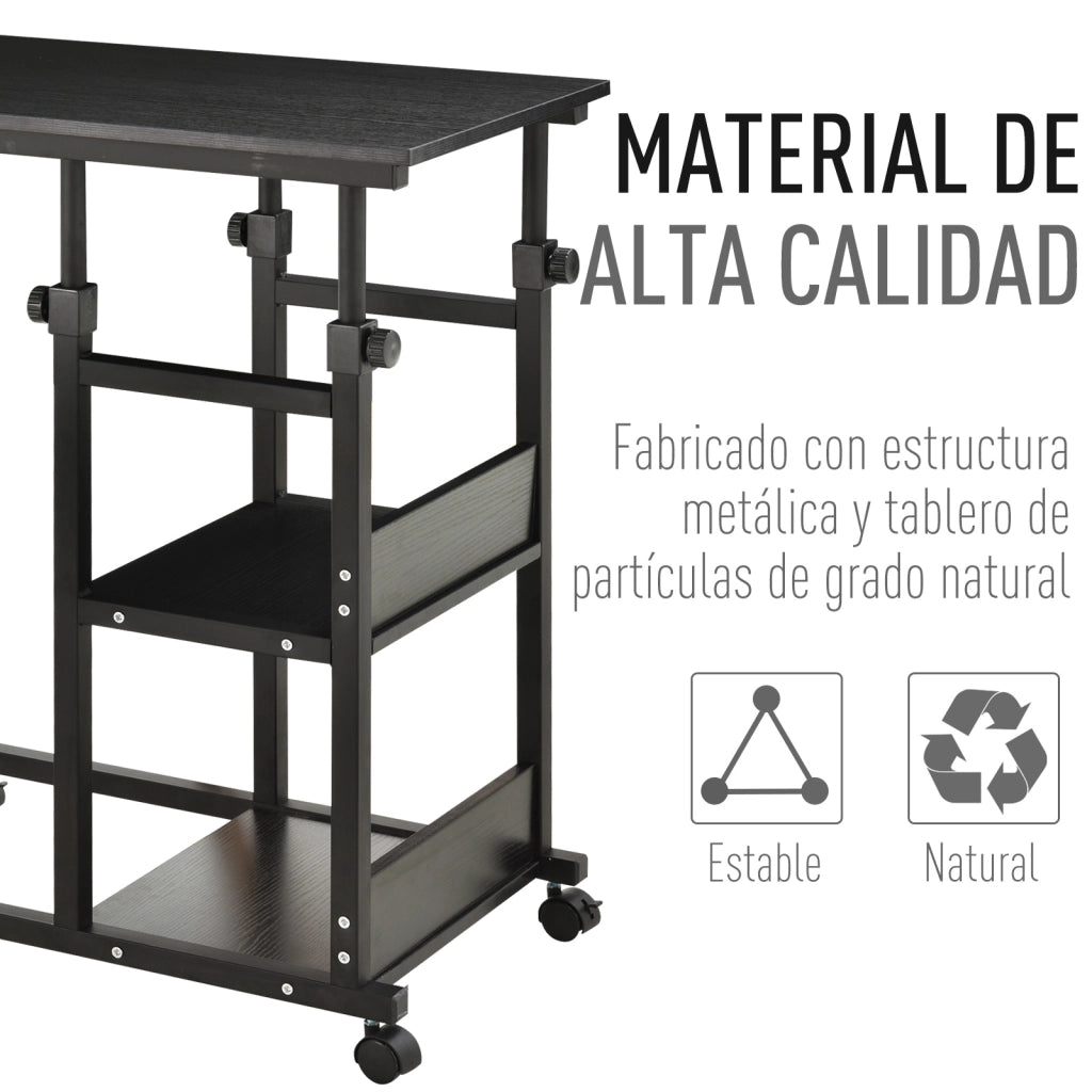 Tavolino da caff¨¨ con ruote ¨C Minimal ¨C Nero 80x40 cm