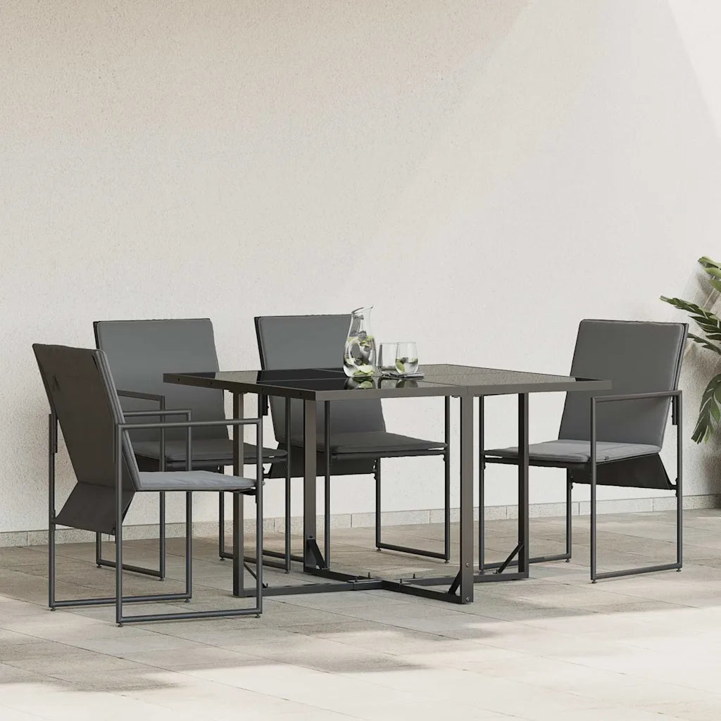 Sedia con cuscino 4 pz | Sedie da Esterno Nero e antracite Textilene