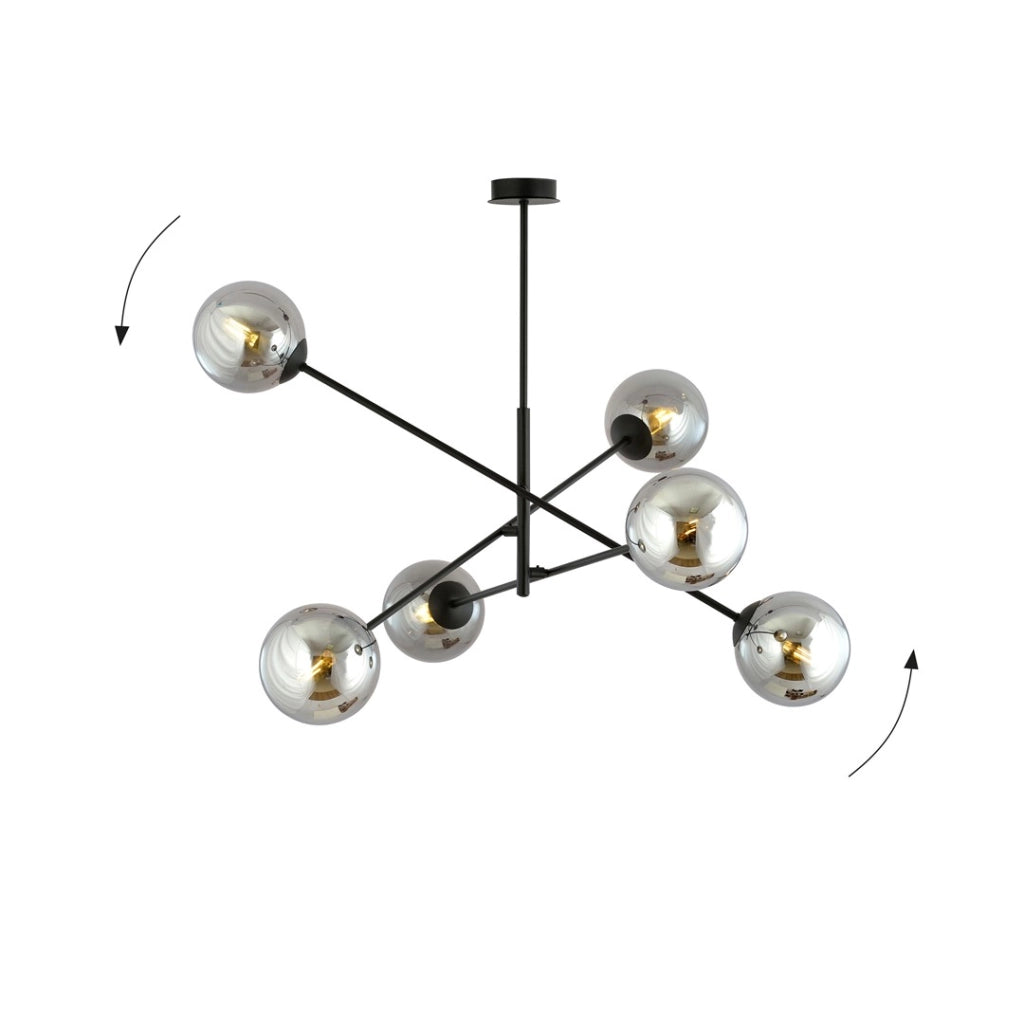 Lampadario Emibig Linear 6xE14 nero/cromo 102cm dimmerabile