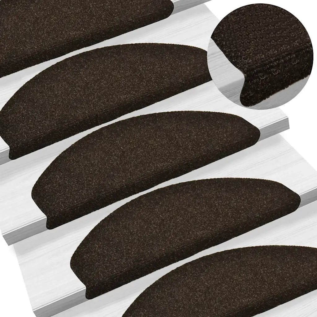 Tappetini per scale autoadesivi 30 pz 65x21x4 cm marrone scuro semicircolari grandi 3365661