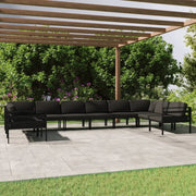 Set Divani da Giardino 10 pz con Cuscini in Alluminio Antracite 3107816