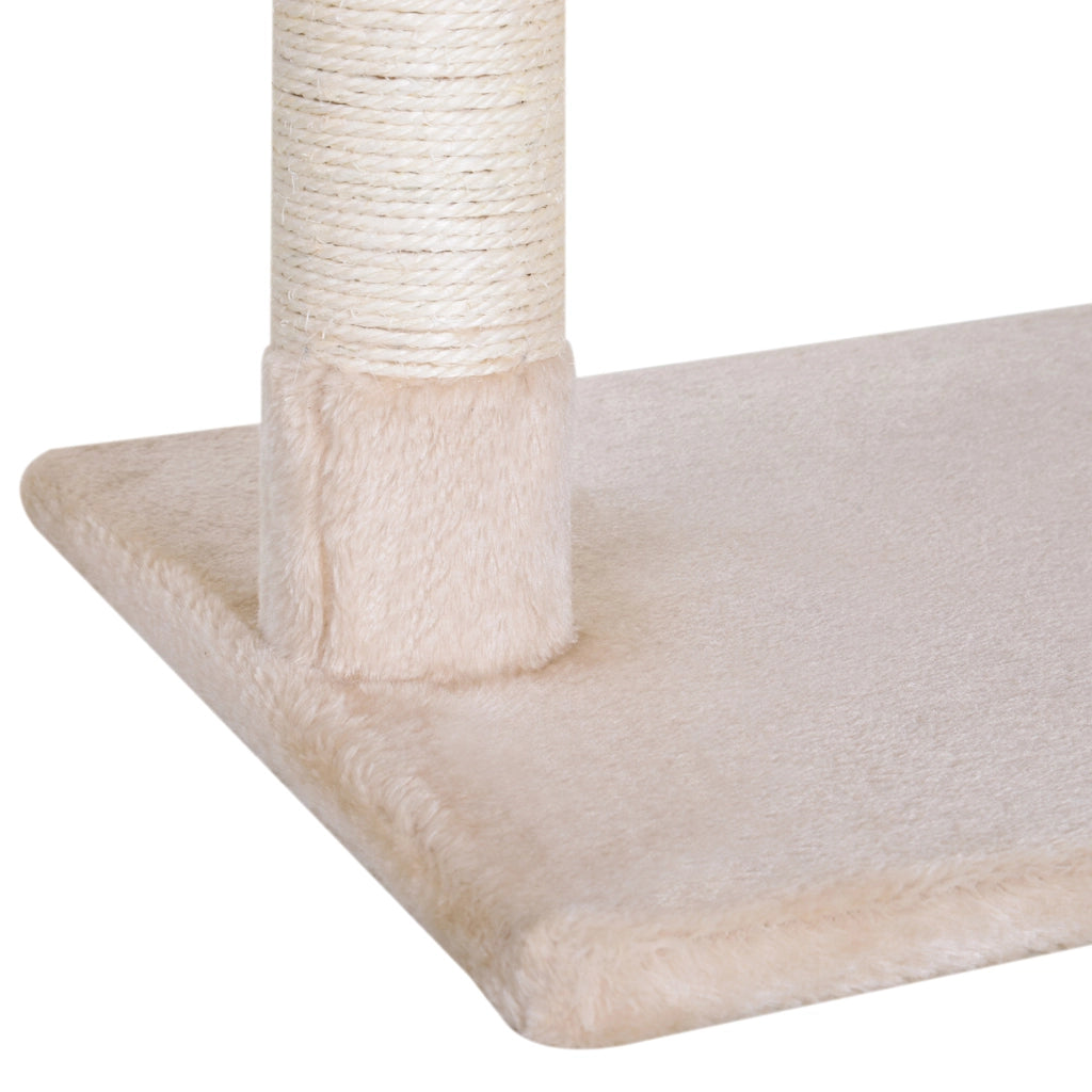 Tiragraffi per Gatti con Amaca e Pallina ¨C Xylo ¨C Legno e Peluche Beige 50x36x70cm
