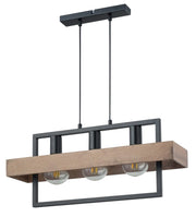 Lampada a sospensione Robin boho 3xE27 nero/legno Sigma