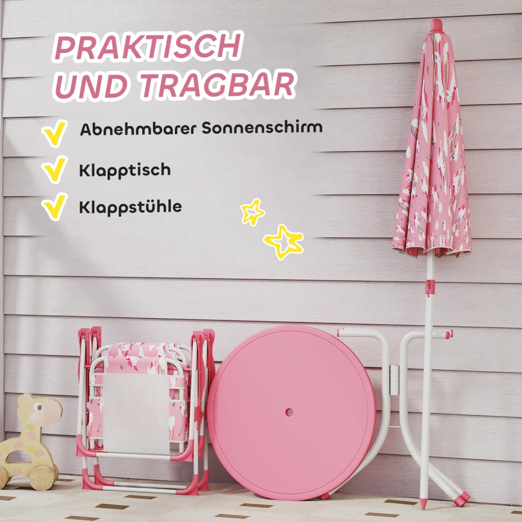Set Tavolo e Sedie per Bambini con Ombrellone ¨C Minimal ¨C Rosa