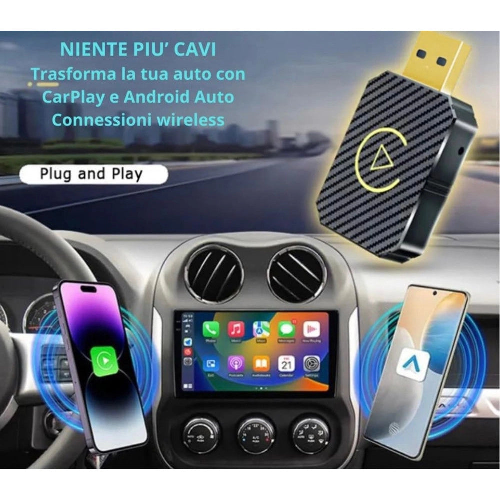 Trade Shop - Adattatore Wireless Carplay Android Auto Per Sistemi Multimediali Usb C/a Plug & Play -