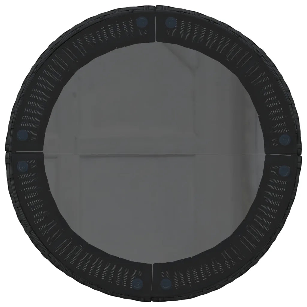 Divano Giardino con Tavolo e Cuscini Circolare Nero Polyrattan 3318544
