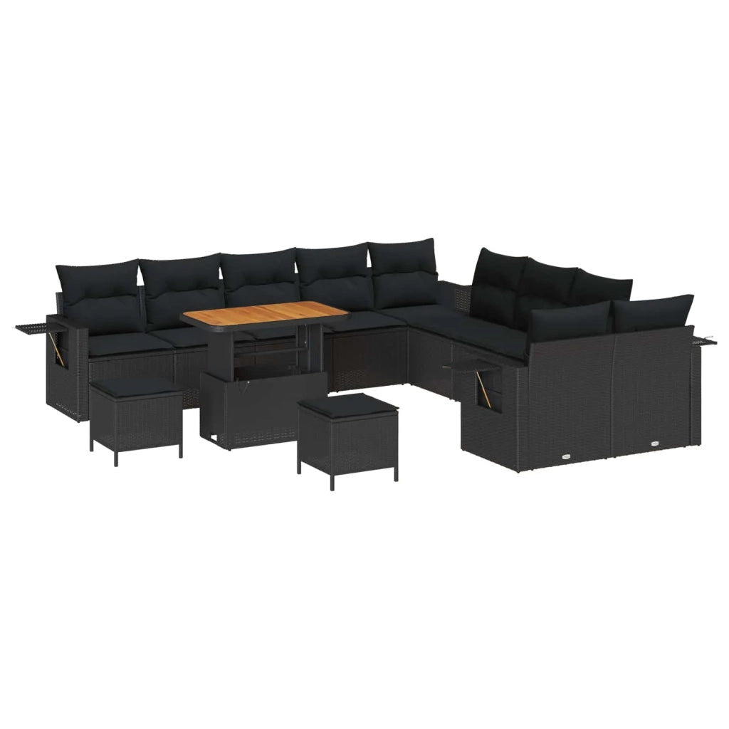 Set Divano da Giardino con cuscino 13 pcs Nero polyrattan 3363754