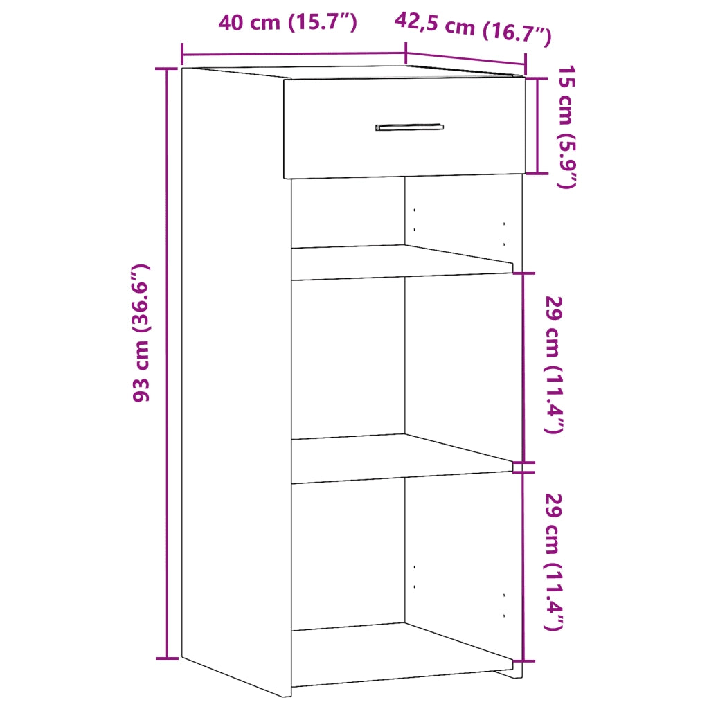 Credenza Nera 40x42,5x93 in Legno Multistrato 846314