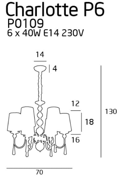 Lampadario glamour Charlotte 6 luci E14 cromo Maxlight
